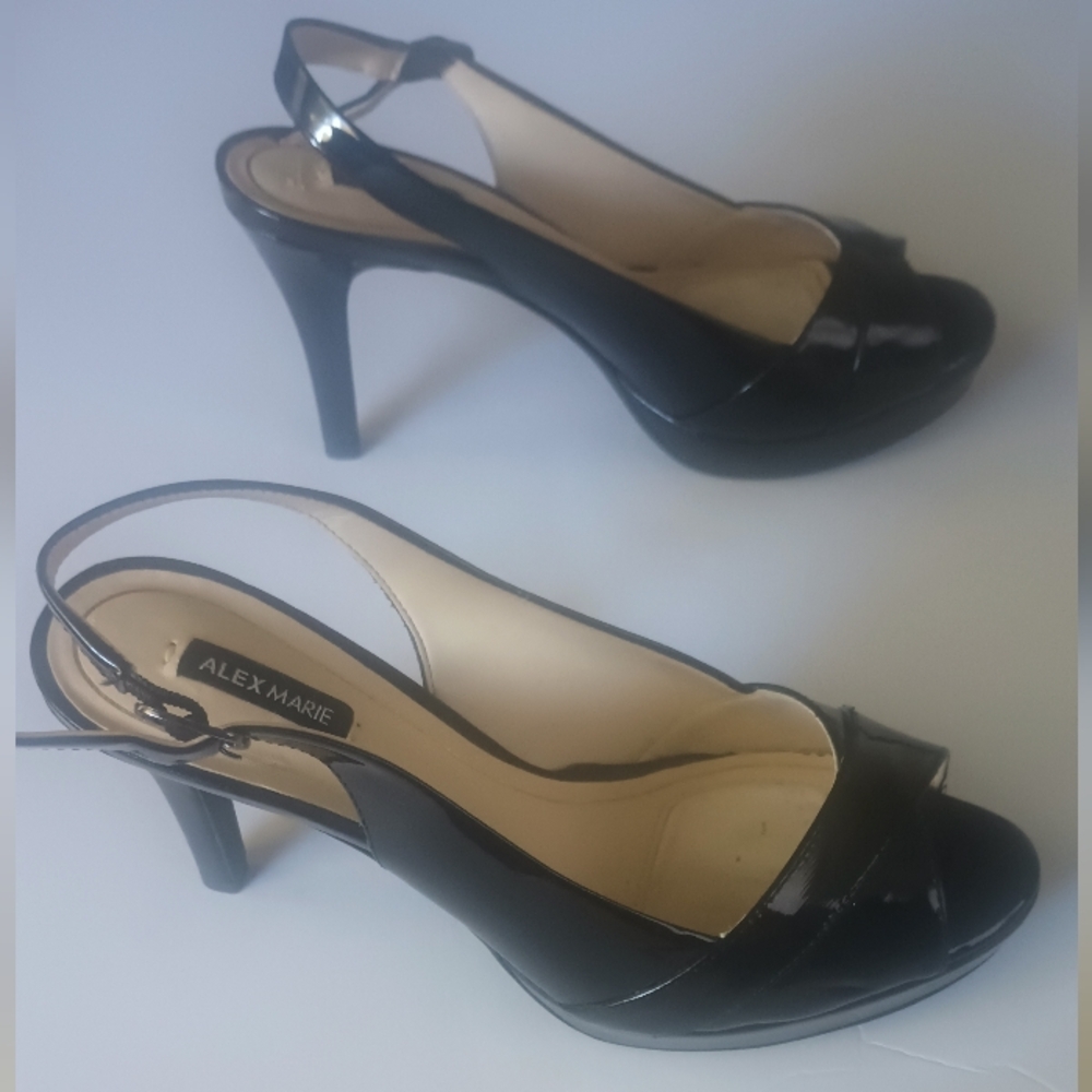 Alex Marie Women's Black open Toe Slip-on Heels Size 7M Pre-owned